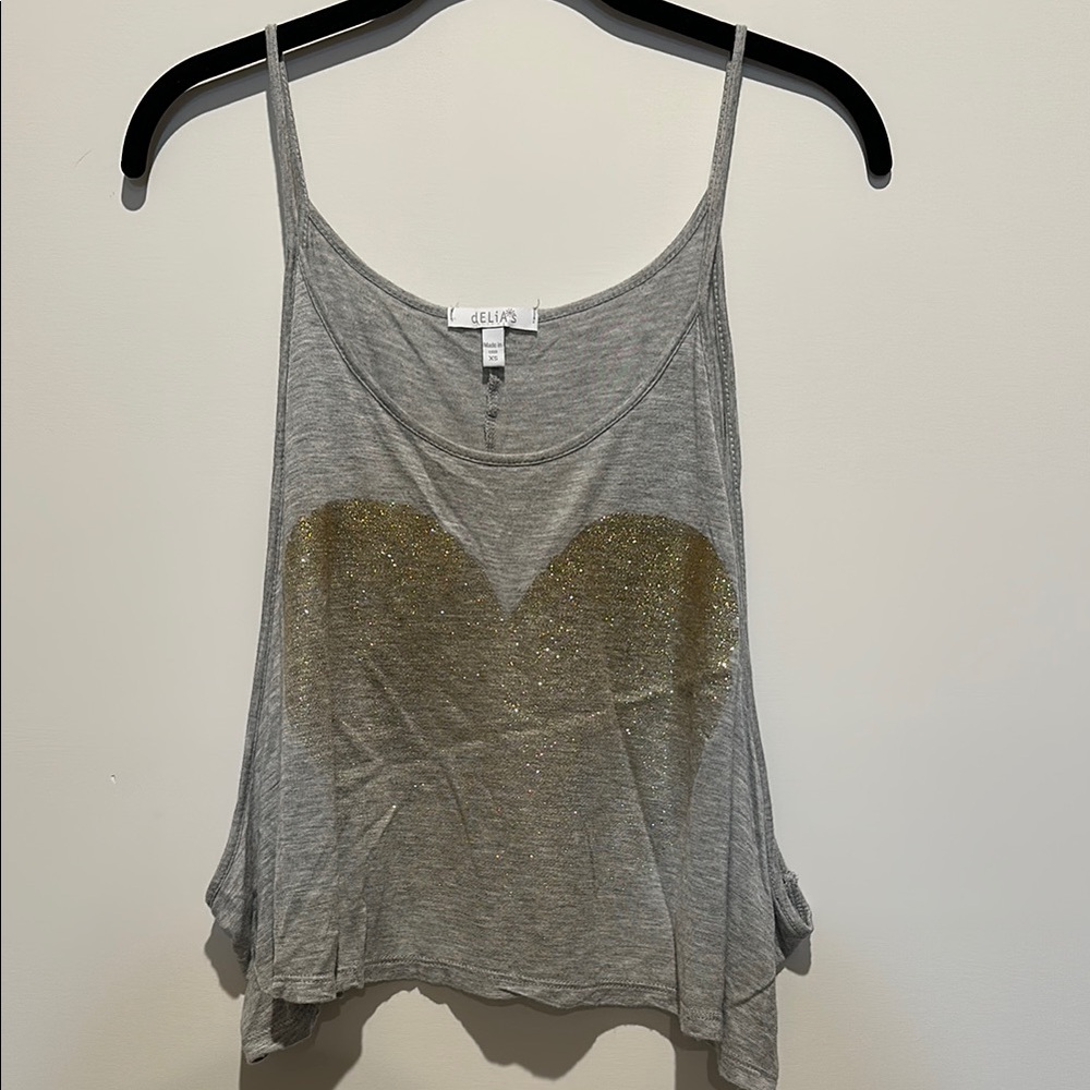 Delia’s Gold Heart Cropped Tank